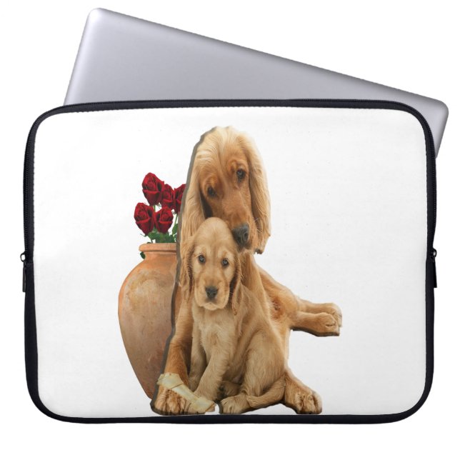 Funda Para Portátil Labrador y cachorros (Frente)