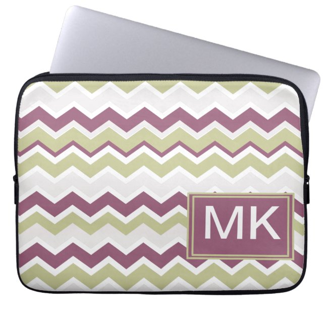 Funda Para Portátil Ladrillo Chevron monogramado (Frente)