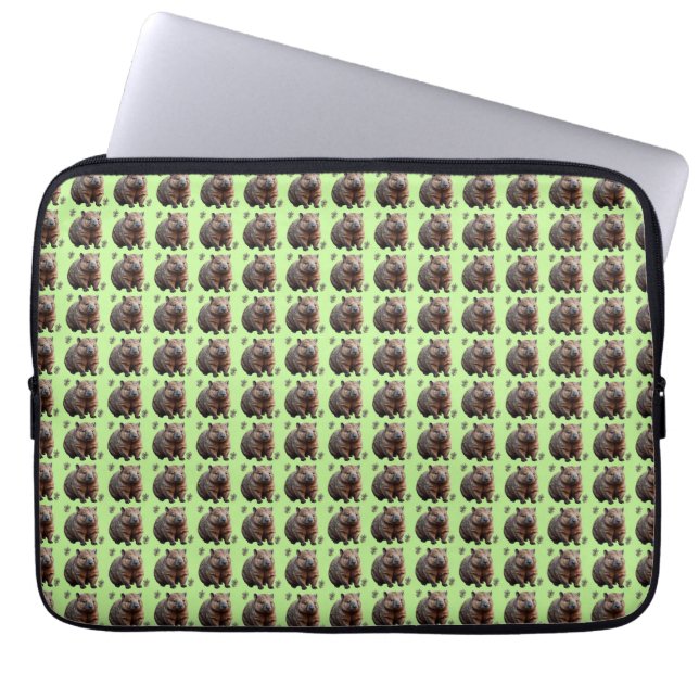 Funda Para Portátil Ladrillo: Un lienzo verde de Wombat, (Frente)