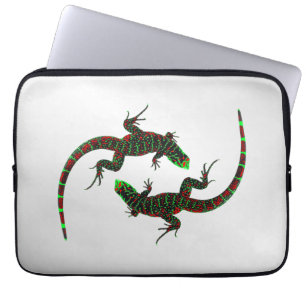 Funda Para Portátil Lagartos Yin Yang Plateados