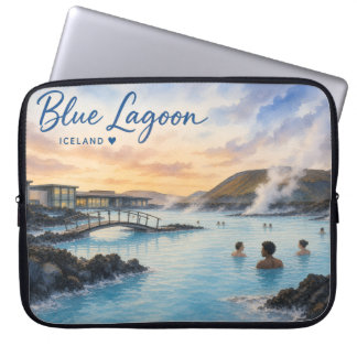 Funda Para Portátil Lago Azul Islandia baño termal acuarela
