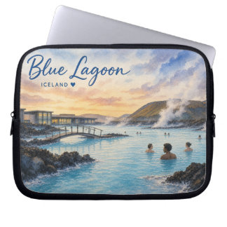 Funda Para Portátil Lago Azul Islandia baño termal acuarela