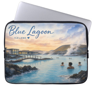 Funda Para Portátil Lago Azul Islandia baño termal acuarela