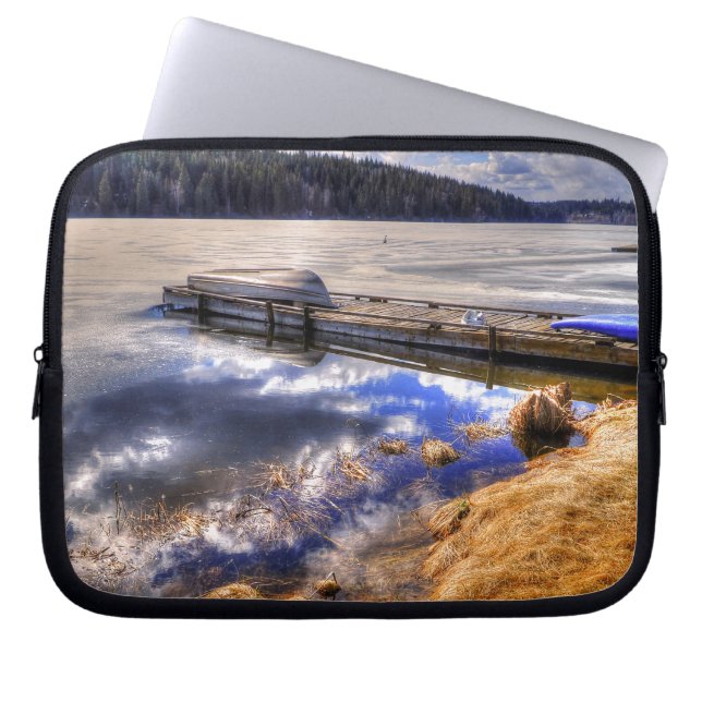 Funda Para Portátil Lago invernal y paisaje natural de Kayak (Frente)