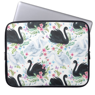 Funda Para Portátil Lago Swan: Patrón Pastel de acuarela.