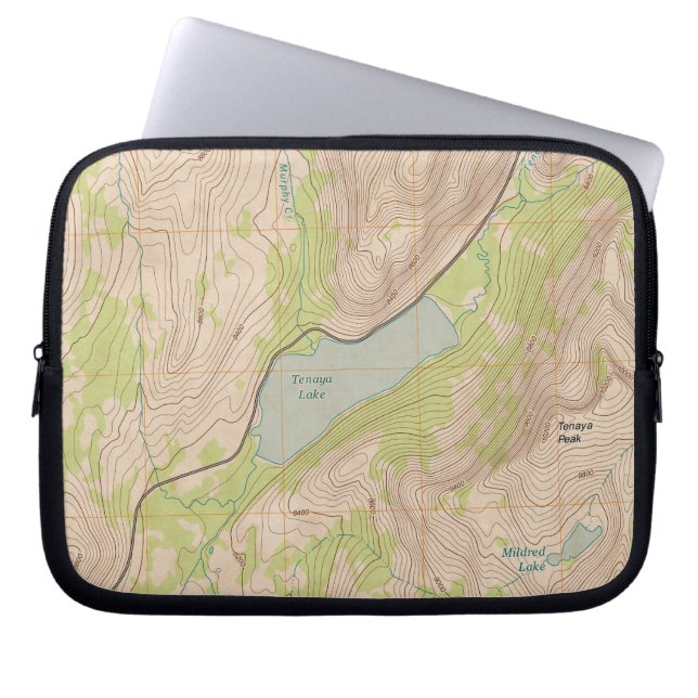 Funda Para Portátil Lago Tenaya, Mapa Topográfico Yosemite (Frente)