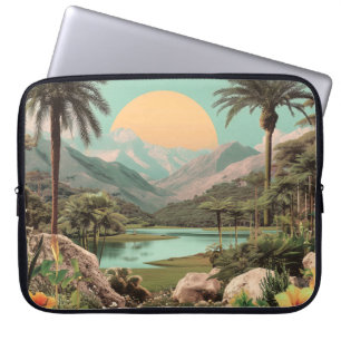 Funda Para Portátil Lago Tropical Surrealista con Palmeras