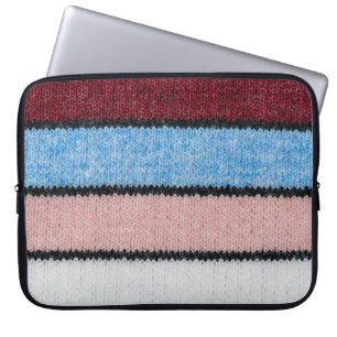 Funda Para Portátil Lana de rayas multicolores: Textura de tela.