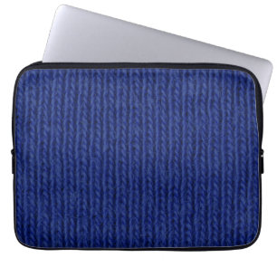Funda Para Portátil Lana tejida azul de cerca
