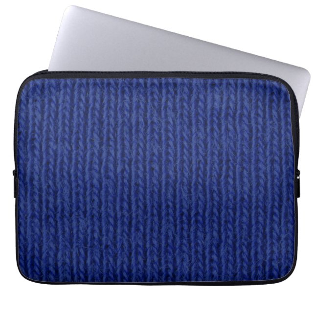 Funda Para Portátil Lana tejida azul de cerca (Frente)