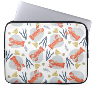 Funda Para Portátil Langosta acuarela crustáceo playa dólares de arena