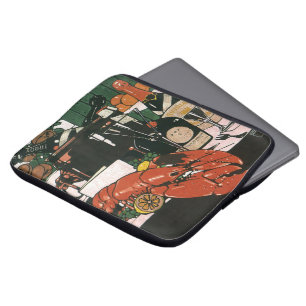 Funda Para Portátil Langostino Champán Vintage; Fiesta Elegante y Lujo