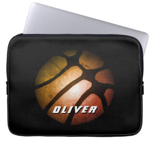 Funda Para Portátil Lapto deportivo de baloncesto de Naranja negro met