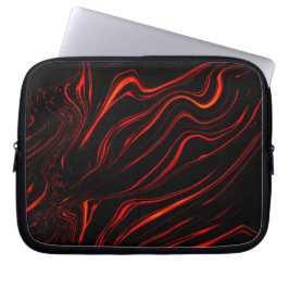 Funda Para Portátil Largos trazos rojos ondulados sobre fondo negro