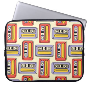 Funda Para Portátil Las cintas de cassette retro son un patrón sin fis