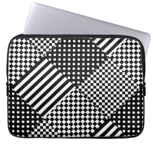 Funda Para Portátil Las franjas comprueban el diseño mixto de puntos d