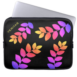 Funda Para Portátil Las hojas de Laurel multicolores sobre negro