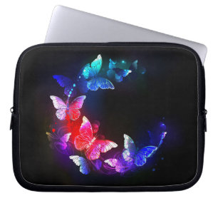 Funda Para Portátil Las mariposas nocturnas brillantes de Neon en el f
