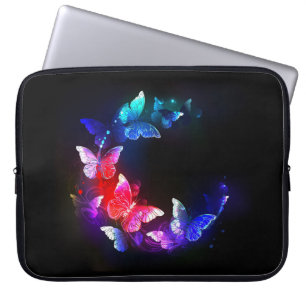 Funda Para Portátil Las mariposas nocturnas brillantes de Neon en el f