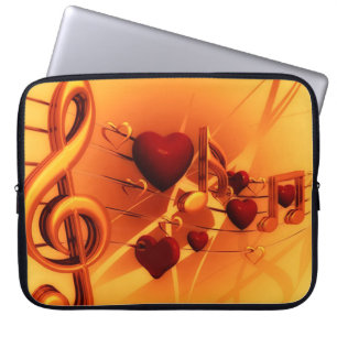Funda Para Portátil Las notas de Clef adoran la música del corazón