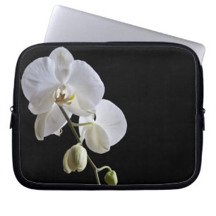 Funda Para Portátil Las orquídeas blancas en negro