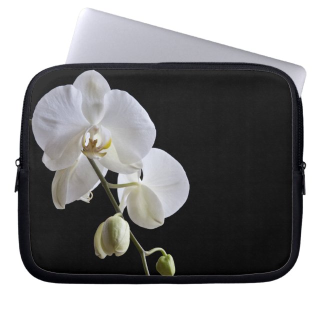 Funda Para Portátil Las orquídeas blancas en negro (Frente)