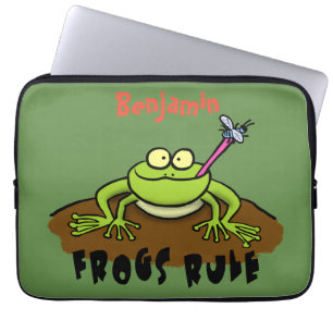 Funda Para Portátil Las ranas gobiernan personalizado de rana verde di