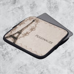 Funda Para Portátil Latte Paris Grunge Laptop Sleeve<br><div class="desc">Proteja su portátil mientras está de viaje con este atractivo diseño de mangas que incluye la Torre Eiffel contra un grueso remolino y fondo de sello postal en marrón lata. El texto de personalizable le permite alterar las fuentes, cambiar los colores y tamaños del texto según desee. Personalice para usted...</div>