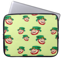 Laughing leprechauns on light green