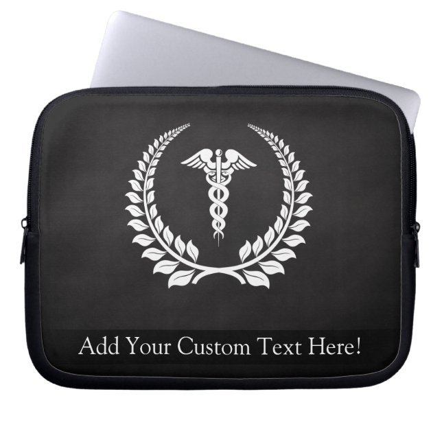 Funda Para Portátil Laurel médico del caduceo (Frente)