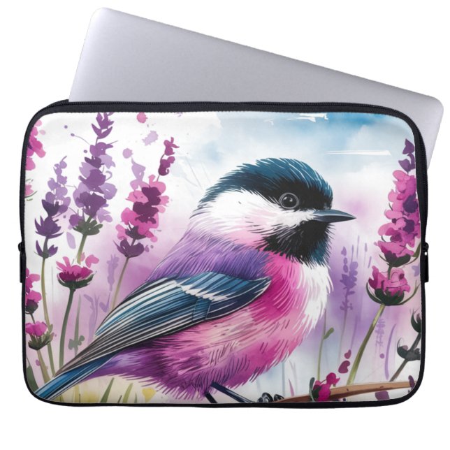 Funda Para Portátil Lavanda acuática y pollo (Frente)
