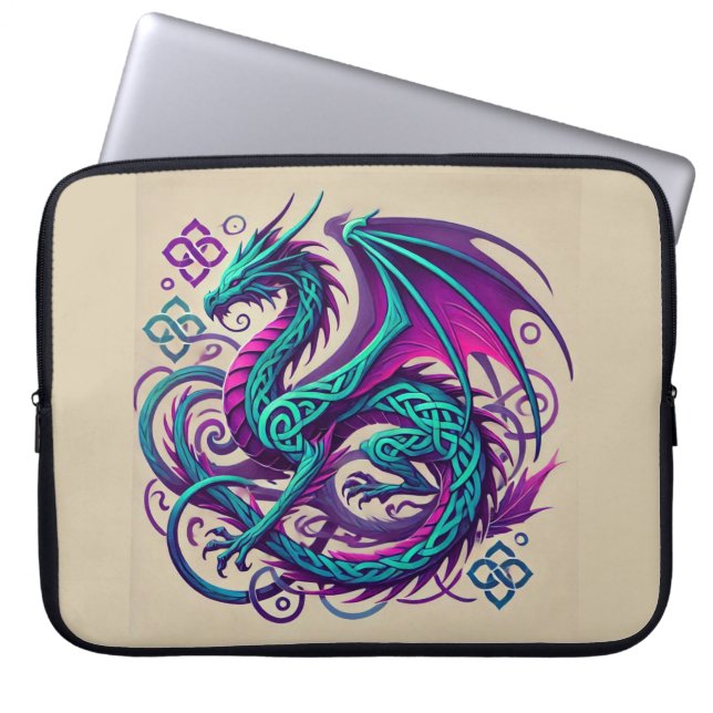 Funda Para Portátil Lavanda Dragón colorida (Frente)