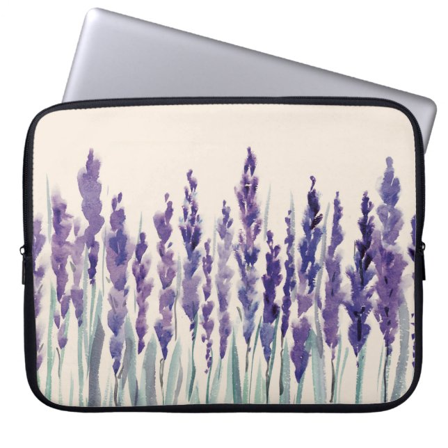 Funda Para Portátil Lavanda francesa: Ilustracion acuarela (Frente)
