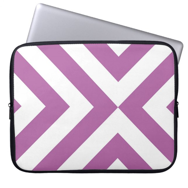 Funda Para Portátil Lavanda y Chevrons blancos (Frente)
