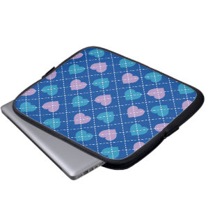 Funda Para Portátil Lavanda y corazón azul bebé Argyle
