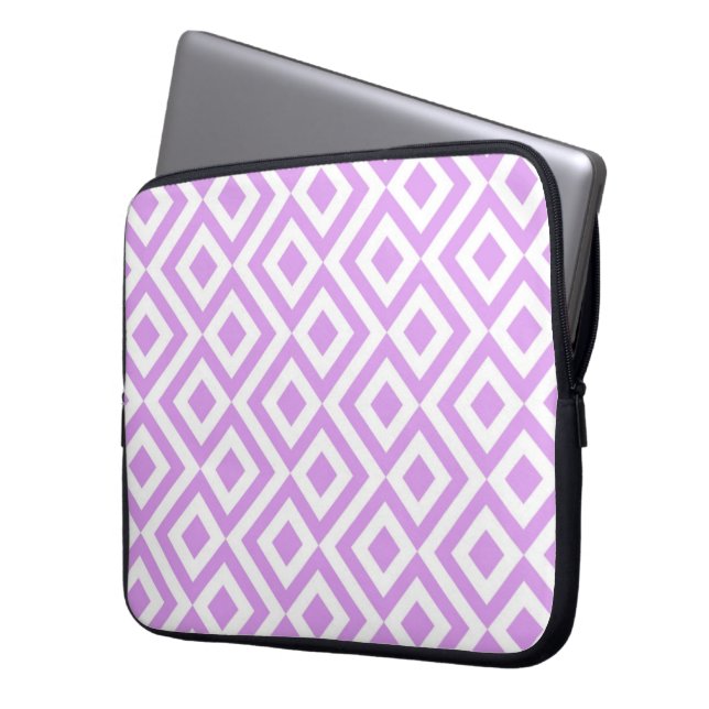 Funda Para Portátil Lavanda y meandro blanco (Anverso izquierdo)
