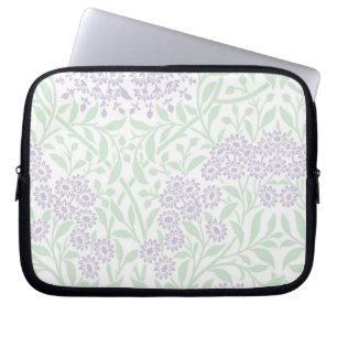 Funda Para Portátil Lavanda y patrón de damasco floral verde