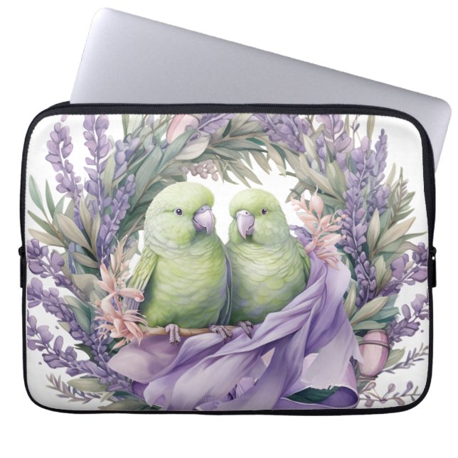 Funda Para Portátil Lavender Lovebirds Portátil Sleeve (Frente)