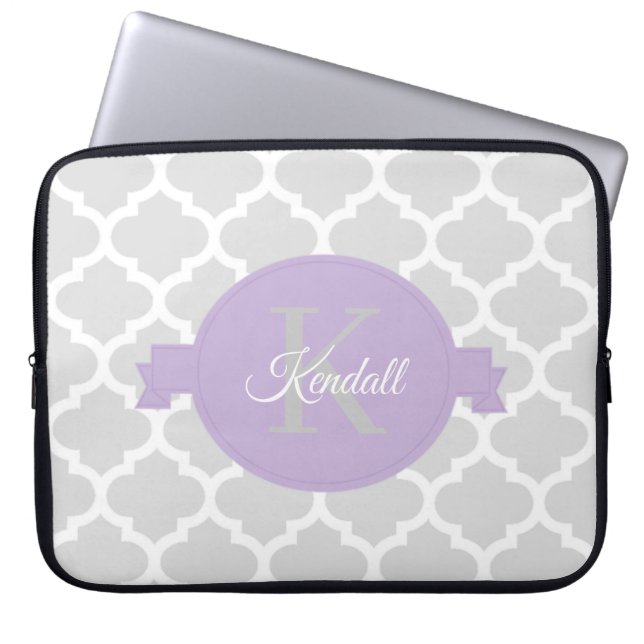 Funda Para Portátil Lavender Quatrefoil Manga personalizada para portá (Frente)