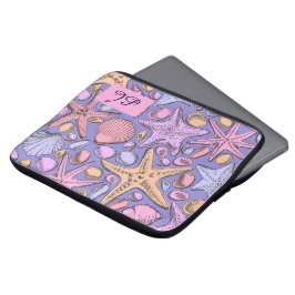 Funda Para Portátil Lavender Seashell Initial Laptop Sleeve