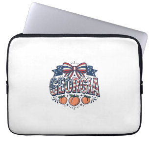 Funda Para Portátil Lazo de melocotón de Georgia patriótico vintage 4 