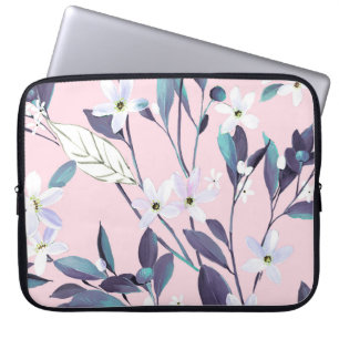 Funda Para Portátil Leavesart morado, flor, qué pintado a mano