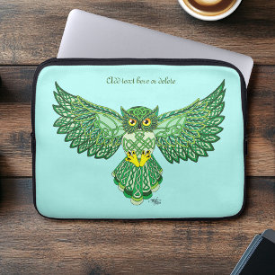 Funda Para Portátil Lechuza Celta Verde