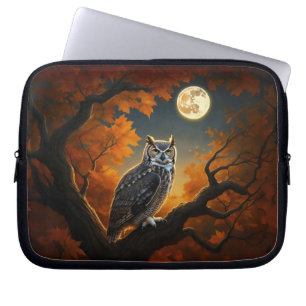 Funda Para Portátil Lechuza Cuerno en otoño