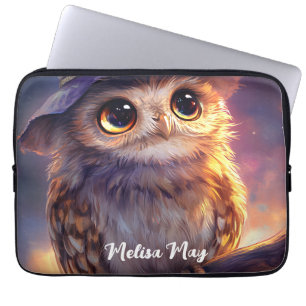 Funda Para Portátil Lechuza linda con un Gorra de brujas