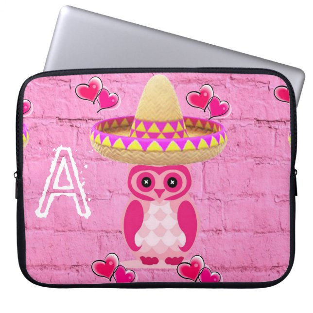 Funda Para Portátil Lechuza rosa de la manga de la laptop (Frente)
