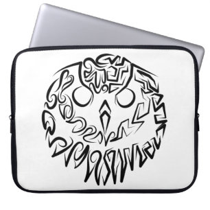 Funda Para Portátil Lechuza Tribal Negra y Blanca