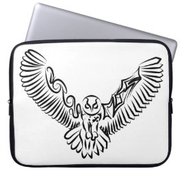 Funda Para Portátil Lechuza voladora tribal blanca y negra