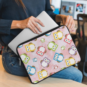 Funda Para Portátil Lechuzas, Patrón de búho, Lechuzas coloridas, Bebé