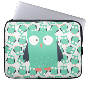 Funda Para Portátil Lechuzas singulares verde azuladas